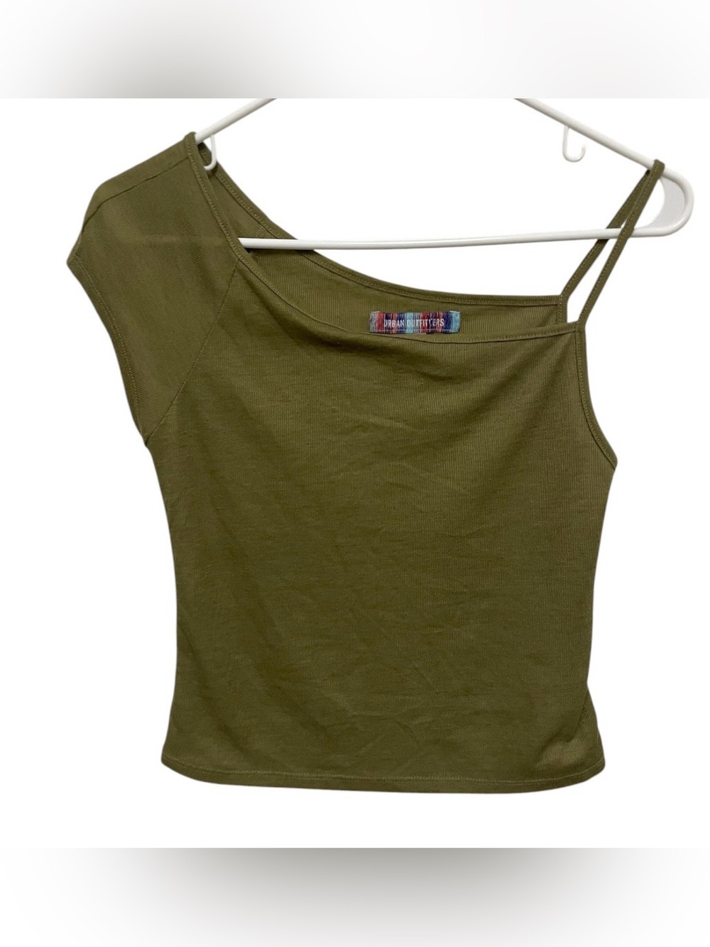 Urban outfitters one shoulder crop top tank green